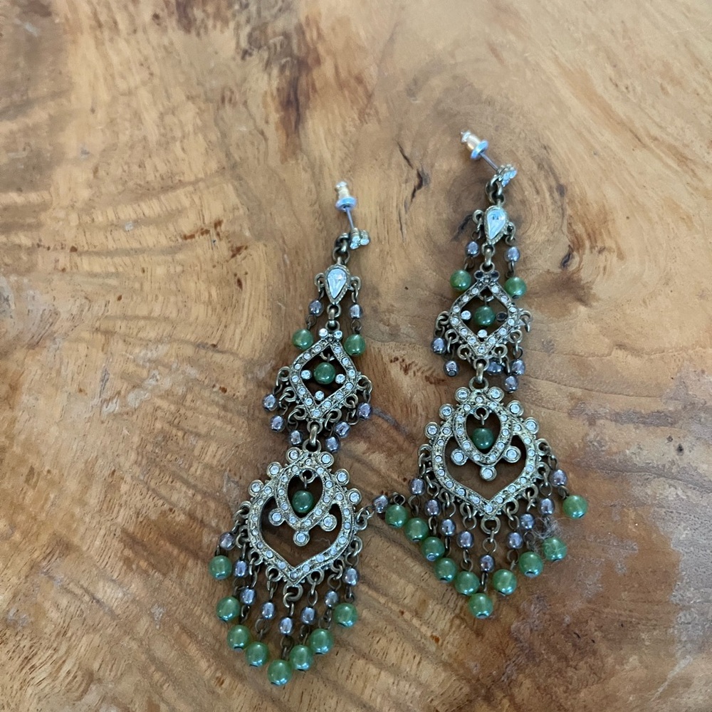 Vintage Banana Republic Green Chandelier Earrings